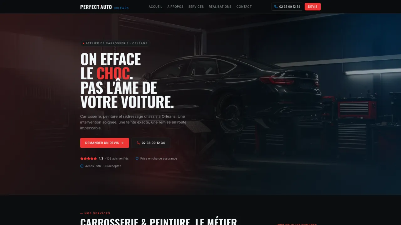 Page d'accueil du site AutoStyle Carrosserie