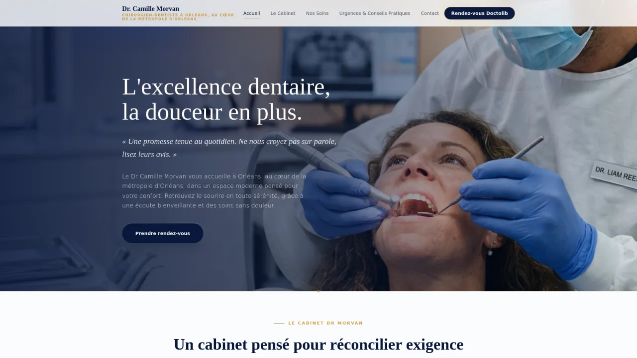 Page d'accueil du site Cabinet Dentaire Morvan